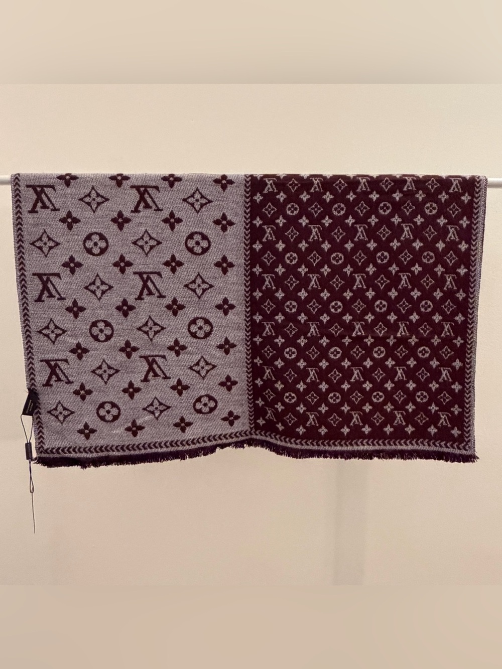Reversible Split Monogram Cashmere Silk Scarf - Picture 3 of 14